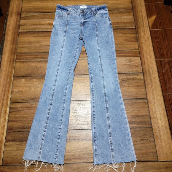 RSQ Girls Low Rise Flare Denim Jeans w/ Raw Hem - Size 12 - Picture 1 of 6